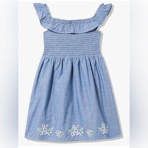Gymboree Blue Smocked Dress with Floral Details